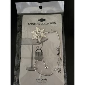 Cross Handbag Holder Silver Tone Snowflake